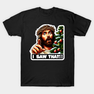 I SAW THAT Jesus meme Crown of Thorns Christmas Tree T-Shirt